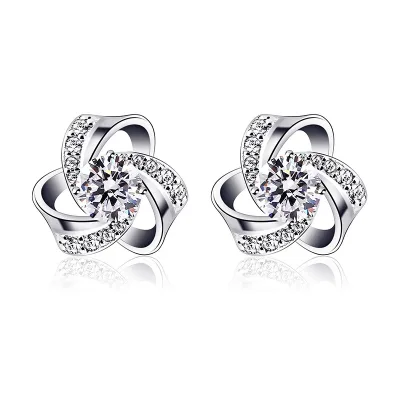 Minimalist Flower Design Three Leaf Clover Earrings