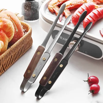 New 304 Stainless Steel Walnut Food Clip Multifunctional Outdoor Barbecue Clip Durable and Easy to Clean Steak Clip