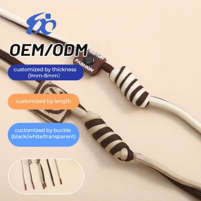 Customizable 5mm Round Low-Stretch Cord, Caterpillar Knot Drawstring with Plastic Aglets for Hoodies