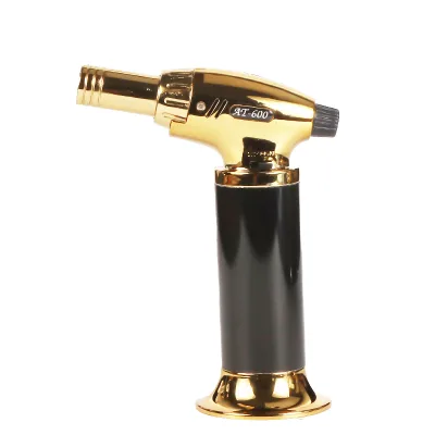Outdoor Kitchen Butane Gas Lighter with Blue Flame and Jet Flame Refillable Metal Cigarette/Cigar Lighter for Party Use