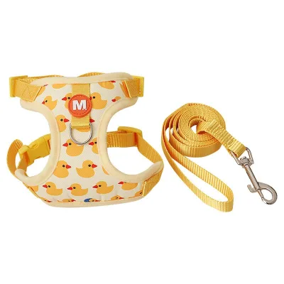 Cartoon Yellow Duckling Dog Harness Traction Rope Cute Breathable Pet Cat Outing Gear Medium Small Dog Walking Harness Fashion