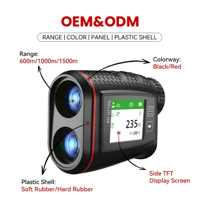 Professional Golf Rangefinder Slope Compensation IP54 7.0x Magnification Side Screen Voice Broadcast Speaker 600m Distance Laser
