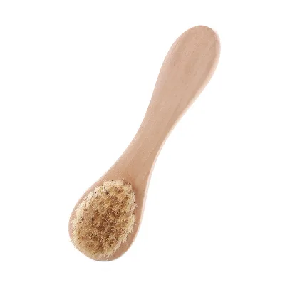 Customized Wholesale Super Soft Wood Handle Facial Brush with Wood Handle Manual Facial Brush Beauty Brush