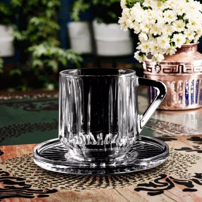 Ramadan Gift Moroccan Mug Custom Logo Eco-Friendly Crystal Glass Transparent Arabic Coffee Tea Cup