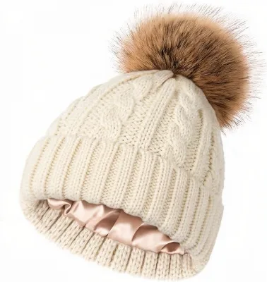 Custom Warm Knitted Wool Cap for Female Double-Layer Lined Thickened Beanie Cozy Outdoor Travel Hat