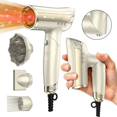 Custom Logo Space Saving Collapsible High Speed Blow Dryer Tool 110000rpm Brushless Motor Styler Travel Friendly Compact Blower