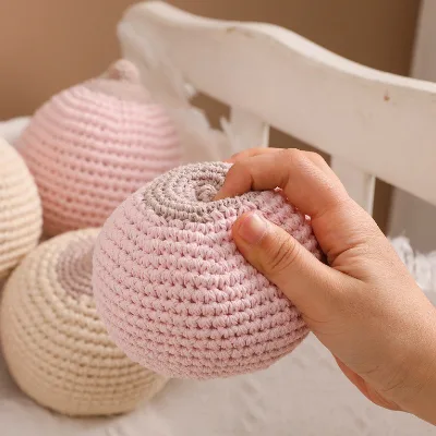 Baby teething toy crochet for kids hand made breastfeeding models crochet stuffed boob rattle for new born baby teething ring