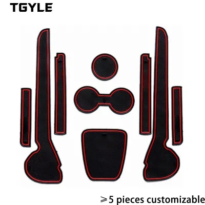Non-slip Interior Car Accessories Door Slot Mat & Armrest Box Pad Cup Holder Pad Set for VW Volkswagen POLO 2011-2018