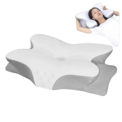 Adult Cervical Pillow Thickened Memory Cotton Pillow for Amazon Butterfly Neck Pillow Pair with Ice Silk Memory Foam Filling