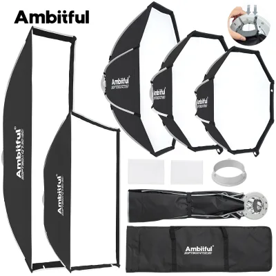 Ambitful Q7 Series 55/65/90/120cm Quick Release Octagon/Rectangle Softbox Bowens Mount for Outdoor Studio Photography Side Wing