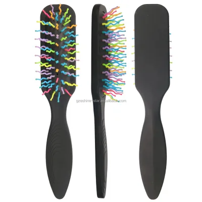 Hairbrush Manufacturer Hot Selling Mini Rainbow Bristle Paddle Brush Massage Detangling Hair Extension Brush