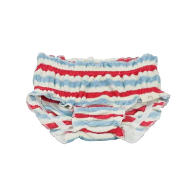 Breathable Organic Cotton Baby Girls' Bread Pants Flower Bud Lace Shorts Eco-Friendly Summer Underwear Red Blue Stripes