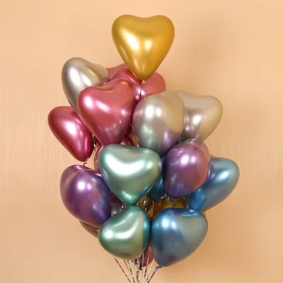 12 Inch Metal Love Balloon Heart-Shaped Wedding and Romantic Birthday Party Decoration Chicken Heart Latex Balloon Wholesale