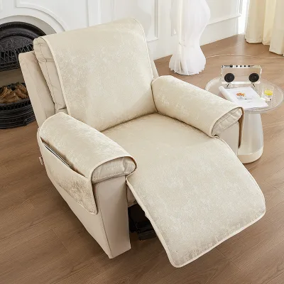 Solid Lounge Armchair Covers 1 Seater Chenille Recliner Sofa Cover Solid Color Thick Polyester Sofa Cover for Living Room