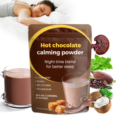 Private label reishi magnesium Calming Sleep Supplement hot chocolate cacao powder