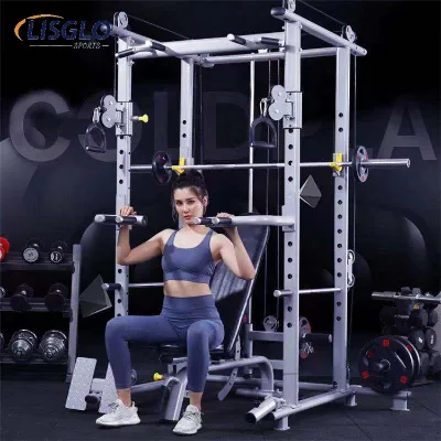 Smith High Pull-Down Gantry Fitness Home Equipment Multifunction Power Rack Squat Training Suit Steel Material