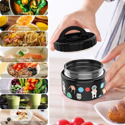 Modern Design 250ml Stainless Steel Soup Cup Vacuum Insulated PP Leakproof Microwavable BPA-Free Food Grade Bento Box Lunch