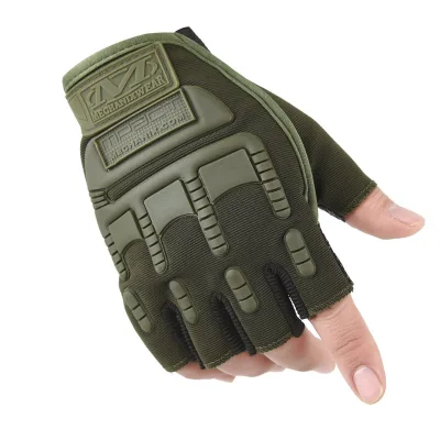 Tactical Fingerless Breathable Anti-Slip Impact Resistant Breathable Nylon Quick-Dry Anti-Slip Adjustable Wrist for Cycling Work