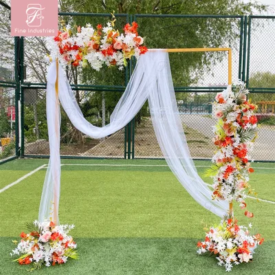 Gold Plated Iron Square Wedding Flower Arch Romantic Background Decoration for Wedding Celebrations