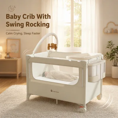 Modern Convertible Cot Bed Crib with Drop Side Design for Bedside Sleeping and Newborn Night Feeding Convenience