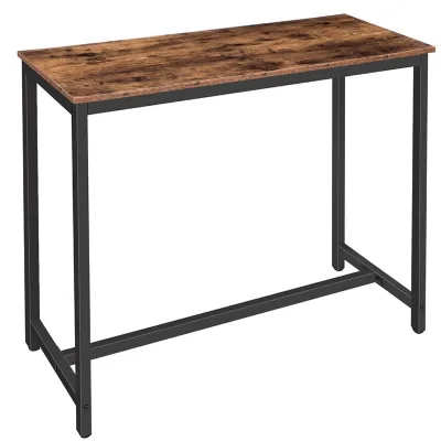 Industrial Design Bar Table for Home Bar, 120cm Antique Rectangular Pub Table, Vintage Dining Table for Dining Room