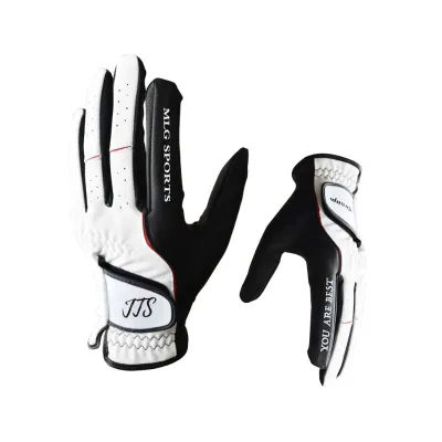 High Quality White Soft Indonesia Custom Logo Cabretta Leather Men's Golf Gloves