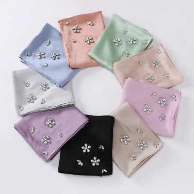 Chiffon Hui Headscarf Handmade Diamond Long Scarf Malay Gauze Scarf Female