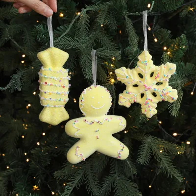 New Christmas Decorations Cartoon Macaron Candy Snowflake Gingerbread Man Christmas Tree Pendant Hanging Ornaments Scene Layout