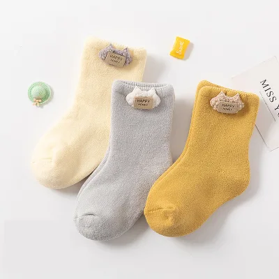Manufacturers Fashion Solid Color Thick Terry Cushion Knitted Winter Crew Socks Warm New Baby Toweling