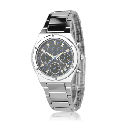 Customized Carbon Fiber Dial Mens Tungsten Chronograph Wrist Watch