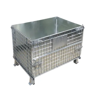Wholesale Custom Size Large Capacity Zinc Plating Cage High Quality Folding Carbon Steel Metal Storage Portable Logistic Trolley