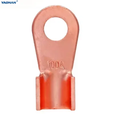 YAONAN OT-3A T2 Red Copper Open Nose Lugs Open Barrel Crimp Terminal Connector Battery Auto Electrical Wiring 0.5-1.5mm