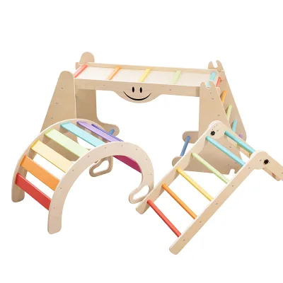 Customizable Indoor Solid Play Toys Set for Toddlers Montessori Baby Climber with Wood Climbing Frame and Slide for Kids
