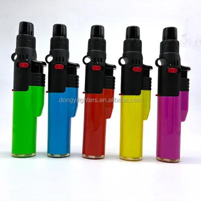Cheap High Temperature Windproof Straight Torch Lighter Flame Gun Custom Cigarette Lighter Inflatable Cigar Foldable Lighter