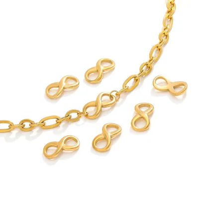 Stainless steel bent 8-shaped pendant, vacuum plated hanging connector, DIY necklace and bracelet accessory