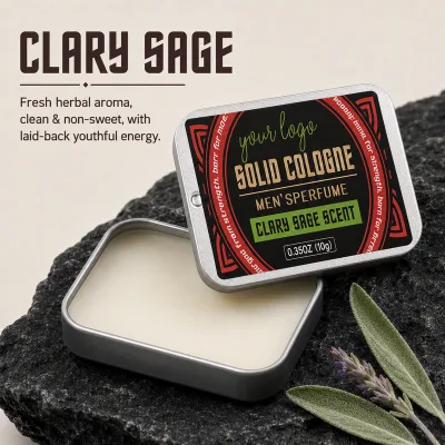 Wholesale Private Label OEM ODM Long Lasting Fresh Herbal Basil Lavender Non Sweet 0% Alcohol | Clary Sage Mens Solid Cologne