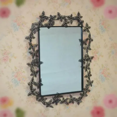 BUTTERFLY ROUND FRAMED WALL MIRROR