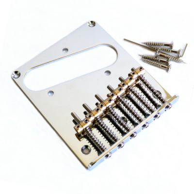 TL Electric Guitar Bridge with 6 Vintage Brass Saddles for Fixed and String Throguh Guitar Body