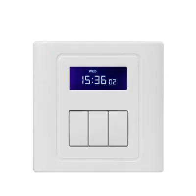 3 Gang LCD Screen Double Panel Automatic Timer Switch with Multiple Period Settings