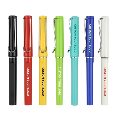 Custom Printed Logo Student 0.5mm Loose Fountain Pen-Multicolored Plastic Retractable Company Name for Promotional Gifts