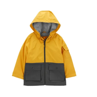 Factory custom Kids rainwear Polyester Waterproof Girls rain jacket boy raincoat Yellow raincoat for Rainy outdoor activity