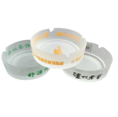 Wholesale Custom Logo Round Frosted Glass Ashtray Crystal Smoking Glass Cigar Ashtray
