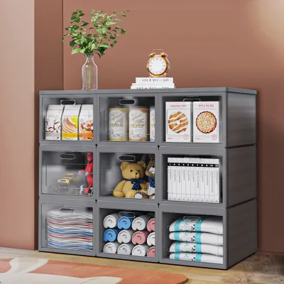OEM Installation Free Cabibox Plastic Storage Bins with Lids, Plastic Combined Fabric Storage Cabinets for Bedroom, Living Room