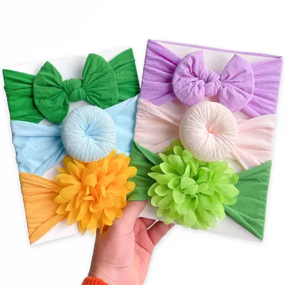 HY2 3pcs Hair Accessories Kit Children Hair Accessories Baby Suit and Synthetic Headband