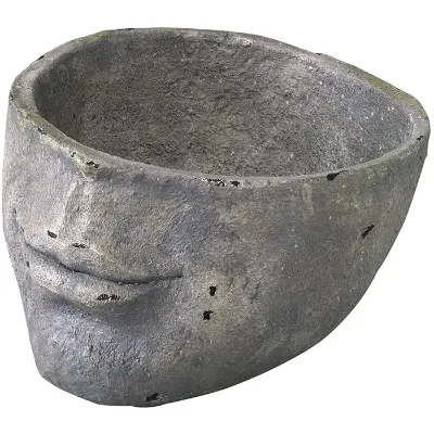 Sculptured Stone Garden Planter Resin Half-Face Plant Pot