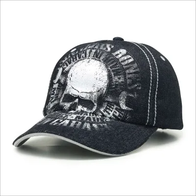 Unisex Cotton Custom Logo Skull Cotton Baseball CAP Adjustable 6 Panel Unstructured Dad Hat