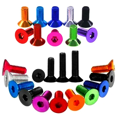 7075 6063 6061 Flat Screw M3 M4 M5 M6 Aluminum Alloy Anodized Countersunk Head Allen Socket Screw Bolt