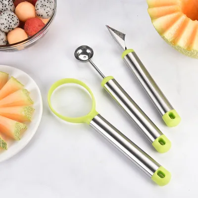 High Quality 3-Piece Stainless Steel Fruit Carving Tools Set Multifunctional Creative Watermelon Vegetable Carving New High-Tech