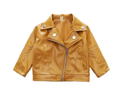 Customizable Explosion Brown DIY Crystal Leather Girls Jacket Cartoon Jacket for Kids Girls Jackets