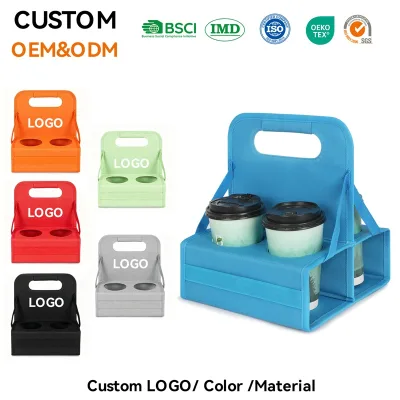 Reusable Polyester Drink Carrier Bag Portable Drink Caddy Tote Bag Collapsible Drink Holder All Seasons